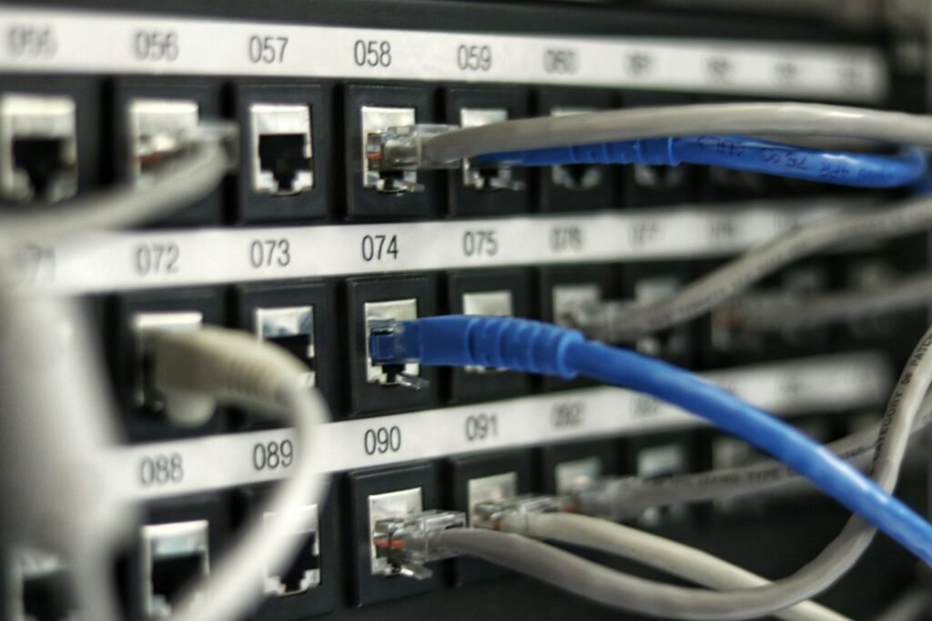Electricians working on a large data center construction site in Texas
