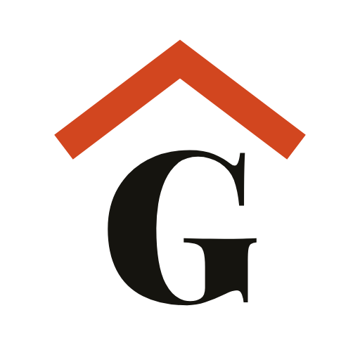 GRYNDHAUS logo: red roof over a G